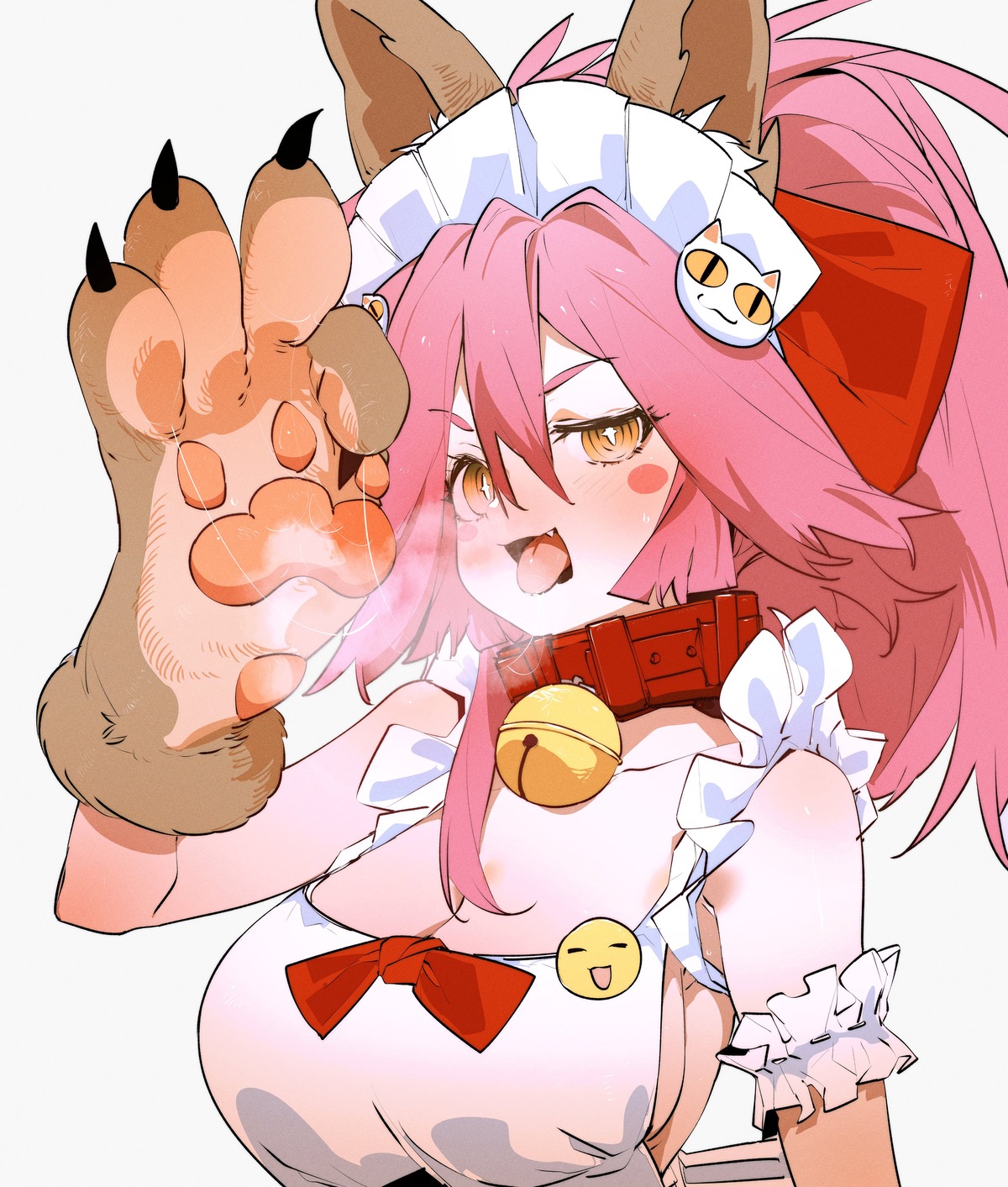 animal_ears ddari kitsune maid no_bra