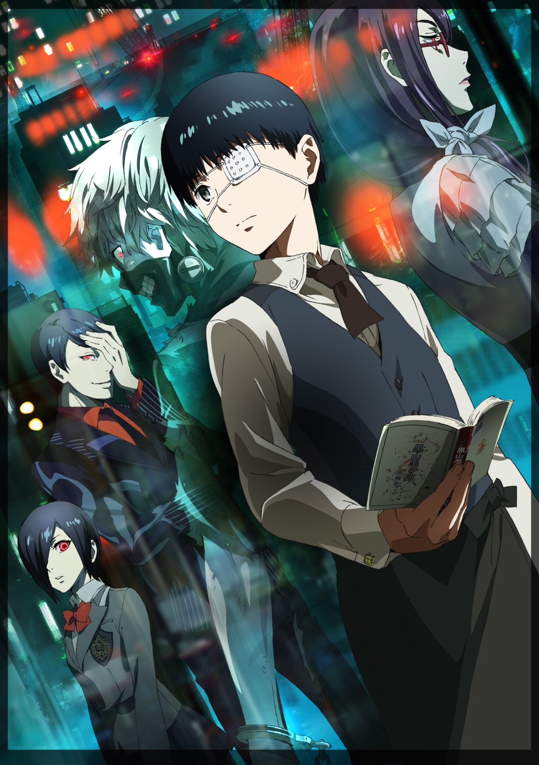 business_suit duplicate eyepatch jpeg_artifacts kamishiro_rize kaneki_ken kirishima_touka megane miwa_kazuhiro seifuku tokyo_ghoul torn_clothes tsukiyama_shuu