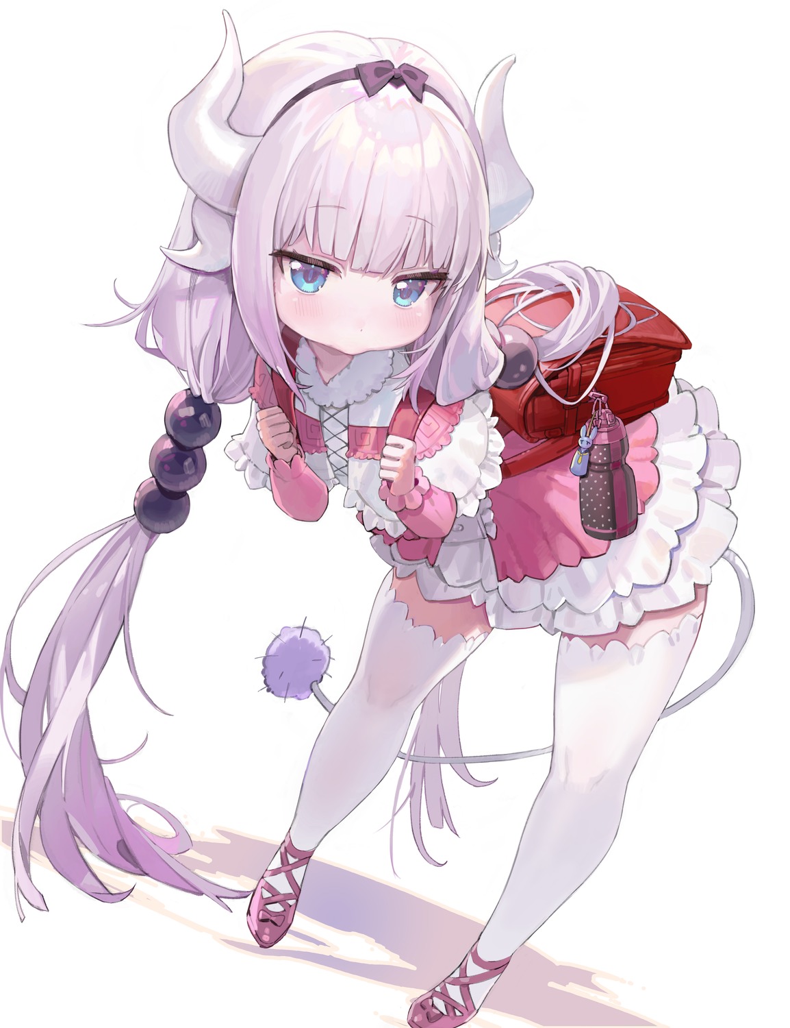 dress freng horns kanna_kamui kobayashi-san_chi_no_maid_dragon tail thighhighs