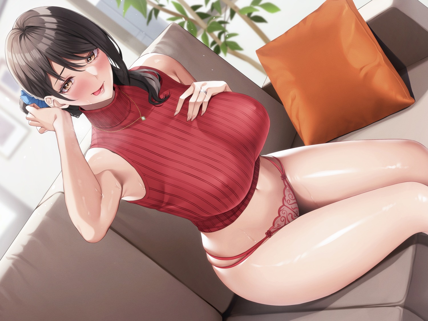 erect_nipples no_bra pantsu sweater takoneru