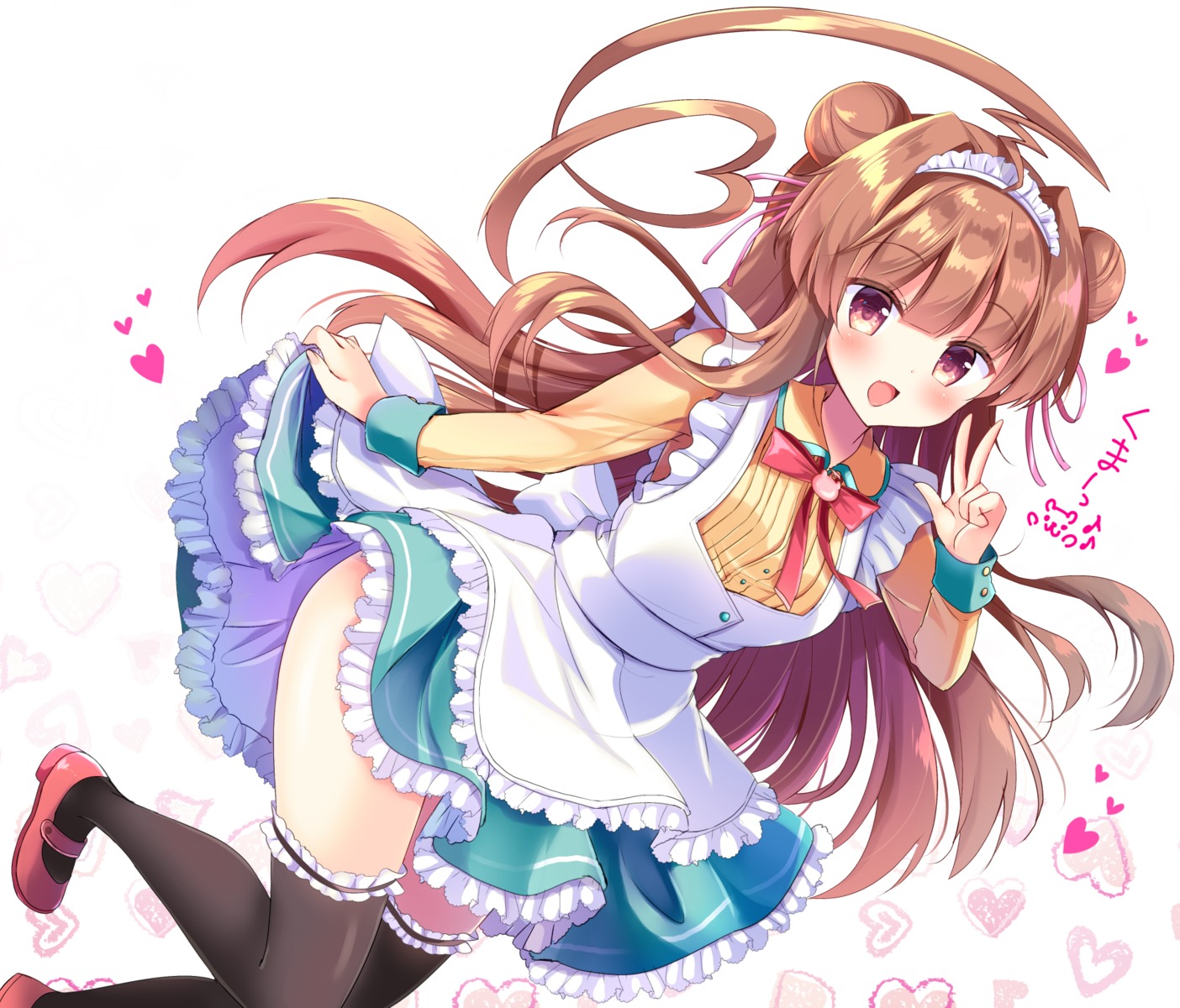 heels kantai_collection kuma_(kancolle) maid skirt_lift thighhighs waitress yuimisu