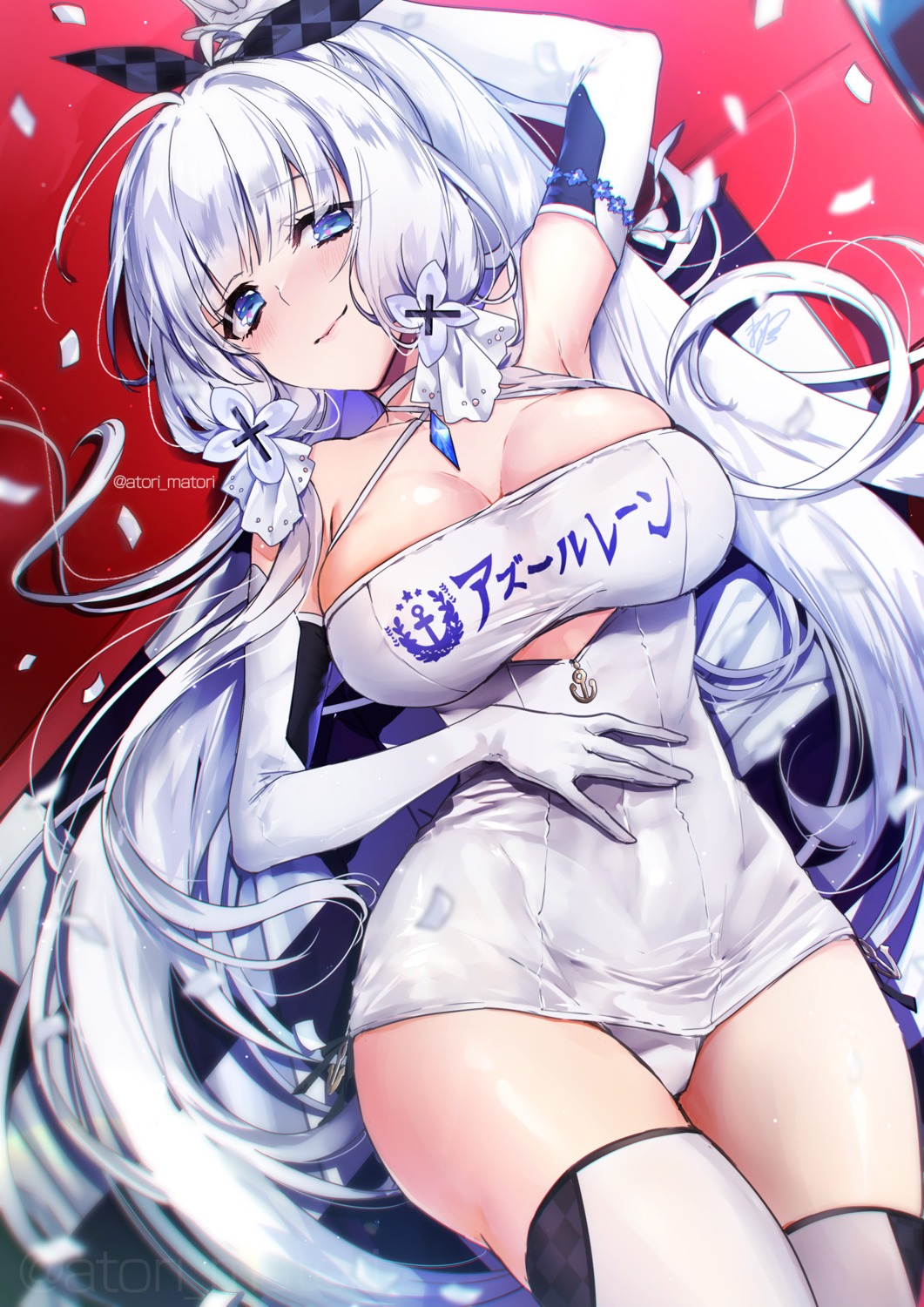 azur_lane cleavage illustrious_(azur_lane) matori_(user_xrdk3278) pantsu thighhighs