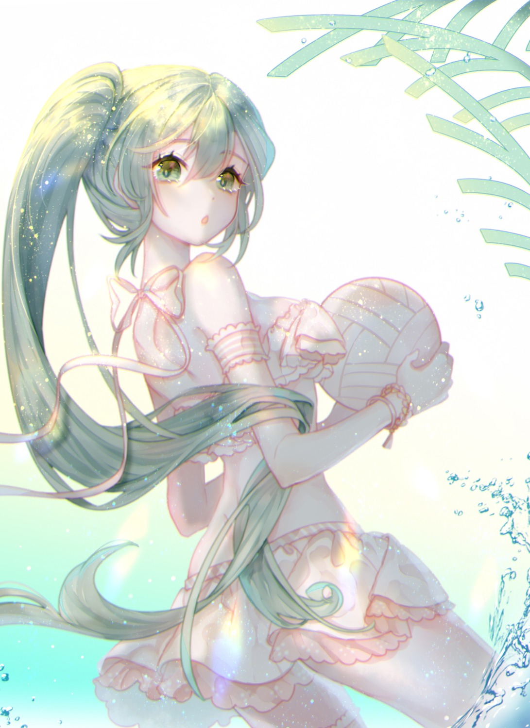 bikini garter hatsune_miku swimsuits user_tuup4432 vocaloid wet