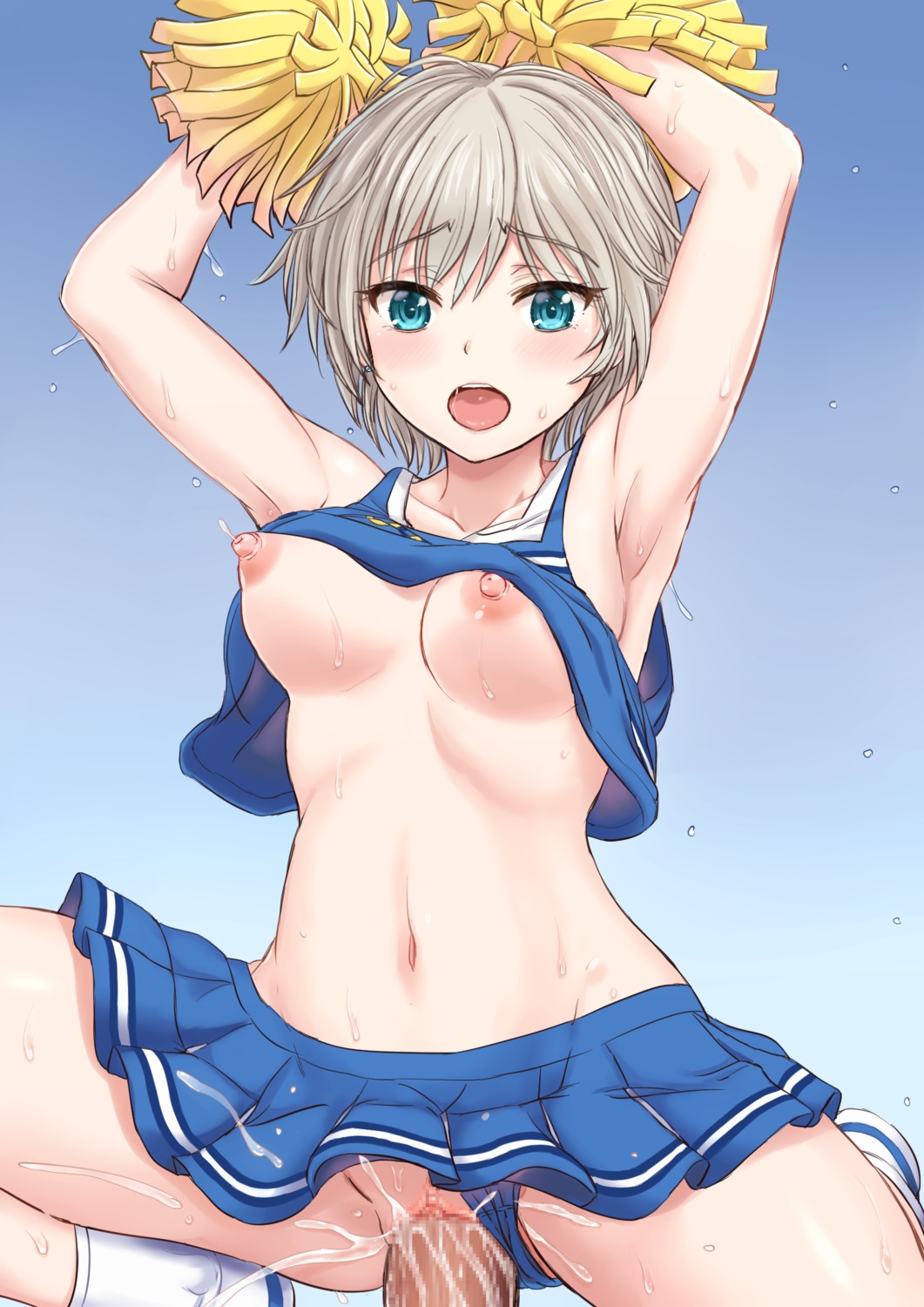 anastasia_(idolm@ster) breasts censored cheerleader inanaki_shiki nipples no_bra nopan penis pussy pussy_juice sex shirt_lift the_idolm@ster the_idolm@ster_cinderella_girls