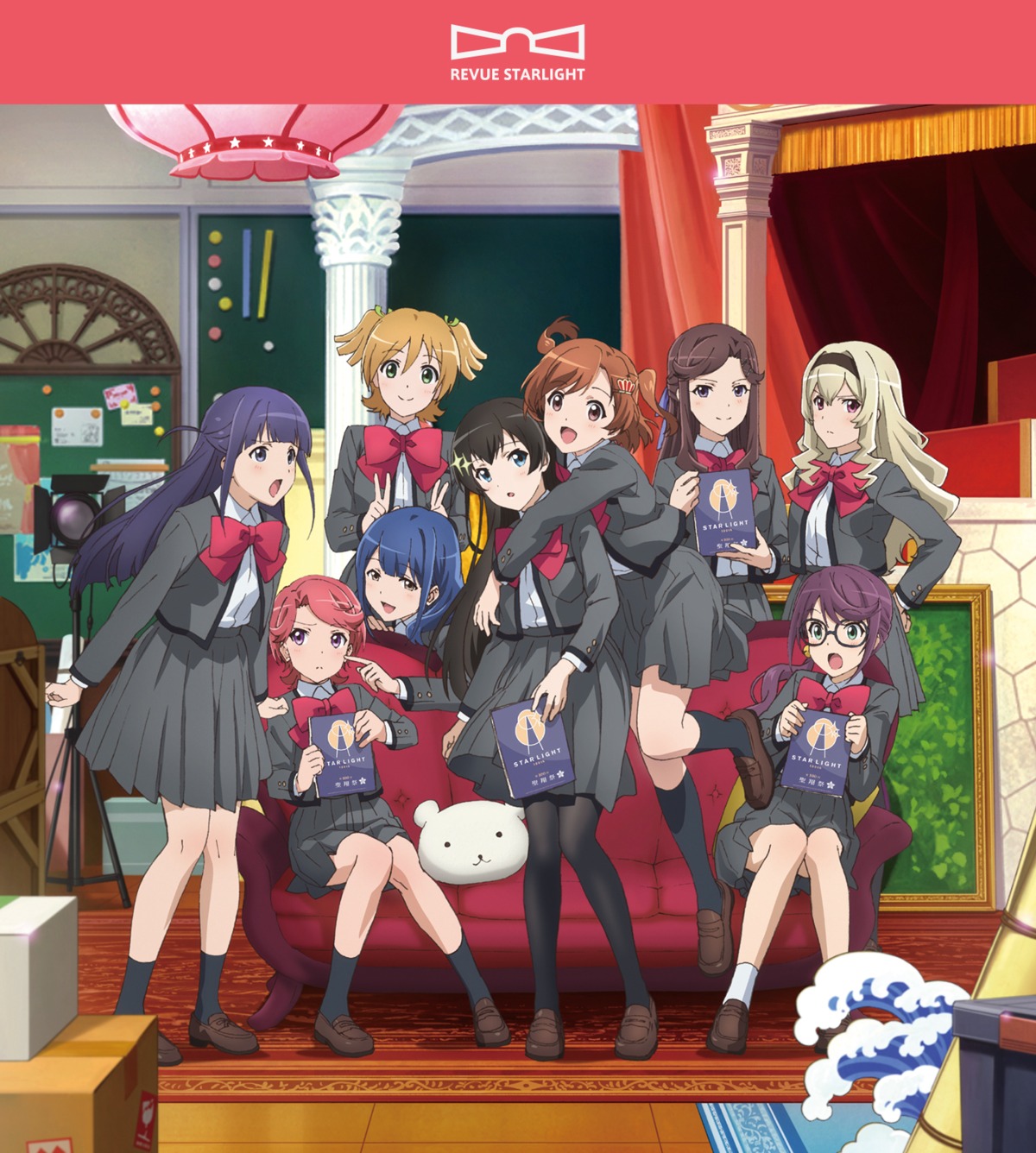 aijou_karen daiba_nana disc_cover hanayagi_kaoruko hoshimi_junna isurugi_futaba kagura_hikari megane pantyhose saijou_claudine seifuku shoujo_kageki_revue_starlight tendou_maya tsuyuzaki_mahiru