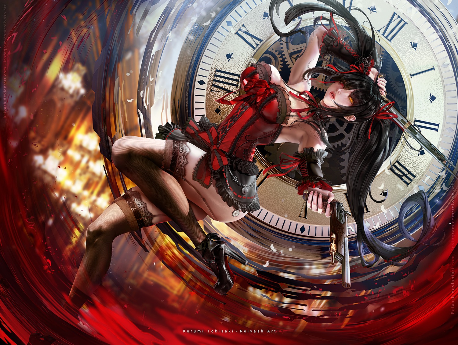 date_a_live gun heels heterochromia lolita_fashion reivash stockings thighhighs tokisaki_kurumi