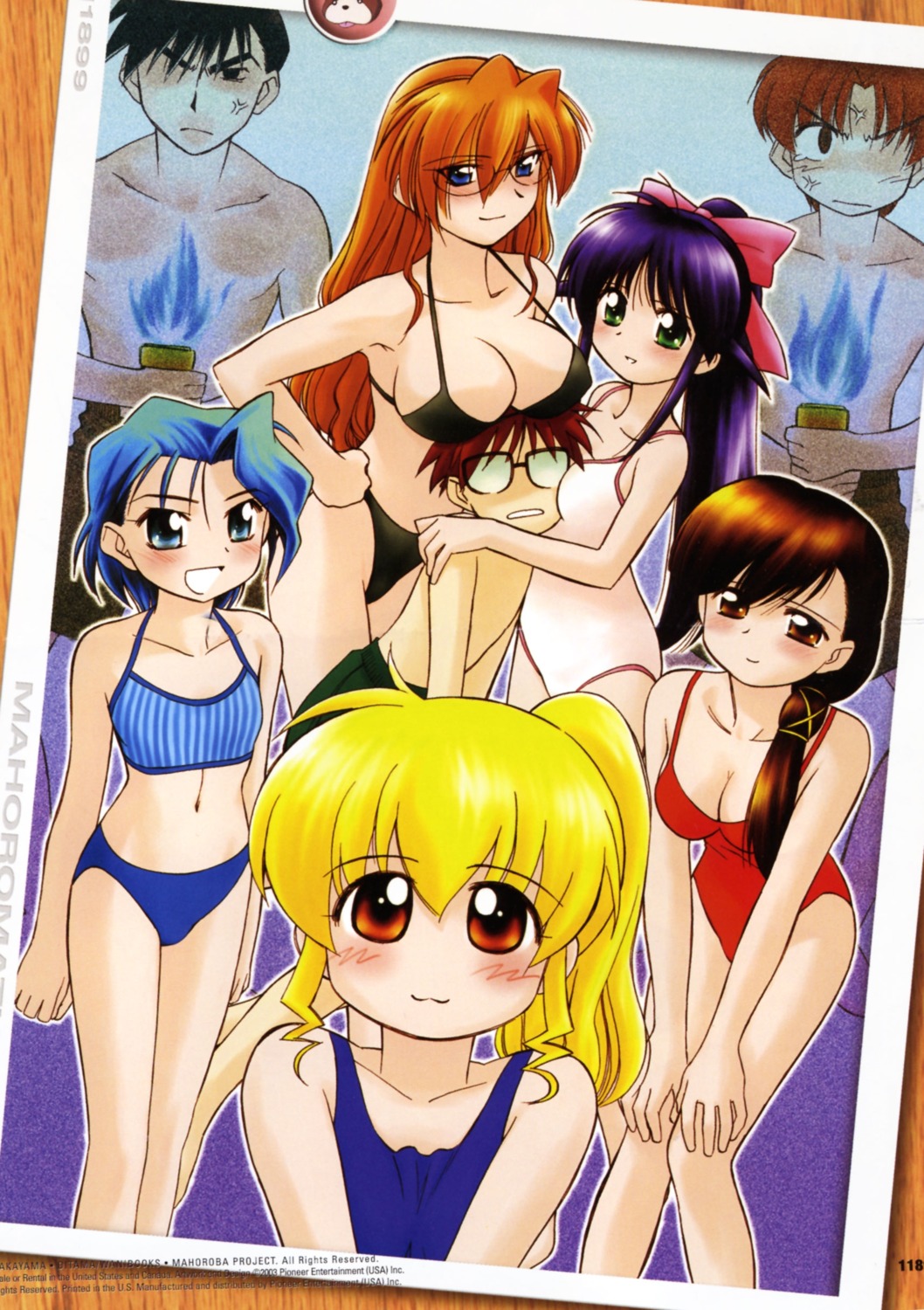 andou_mahoro bikini cleavage ditama_bow guri_(mahoromatic) hamaguchi_toshiya kawahara_kiyomi mahoromatic megane misato_suguru ooe_chizuko sakura_miyuki shikijou_saori swimsuits todoriki_rin