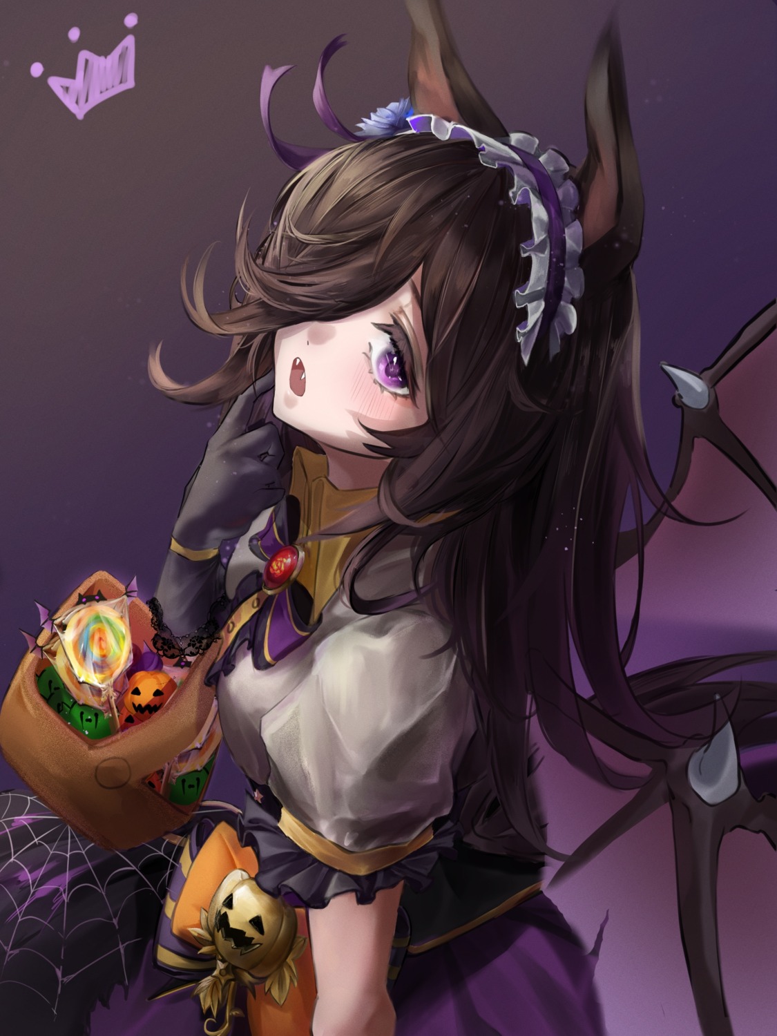 animal_ears halloween mookie_(e_mook9) rice_shower_(umamusume) uma_musume_pretty_derby wings