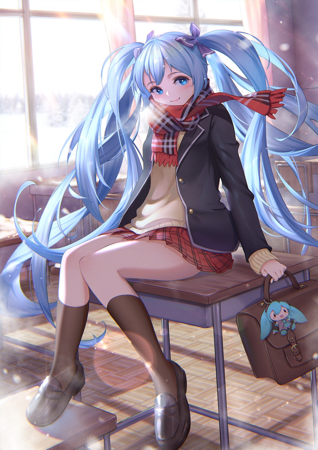 chibi hatsune_miku lolittleboy seifuku sweater vocaloid