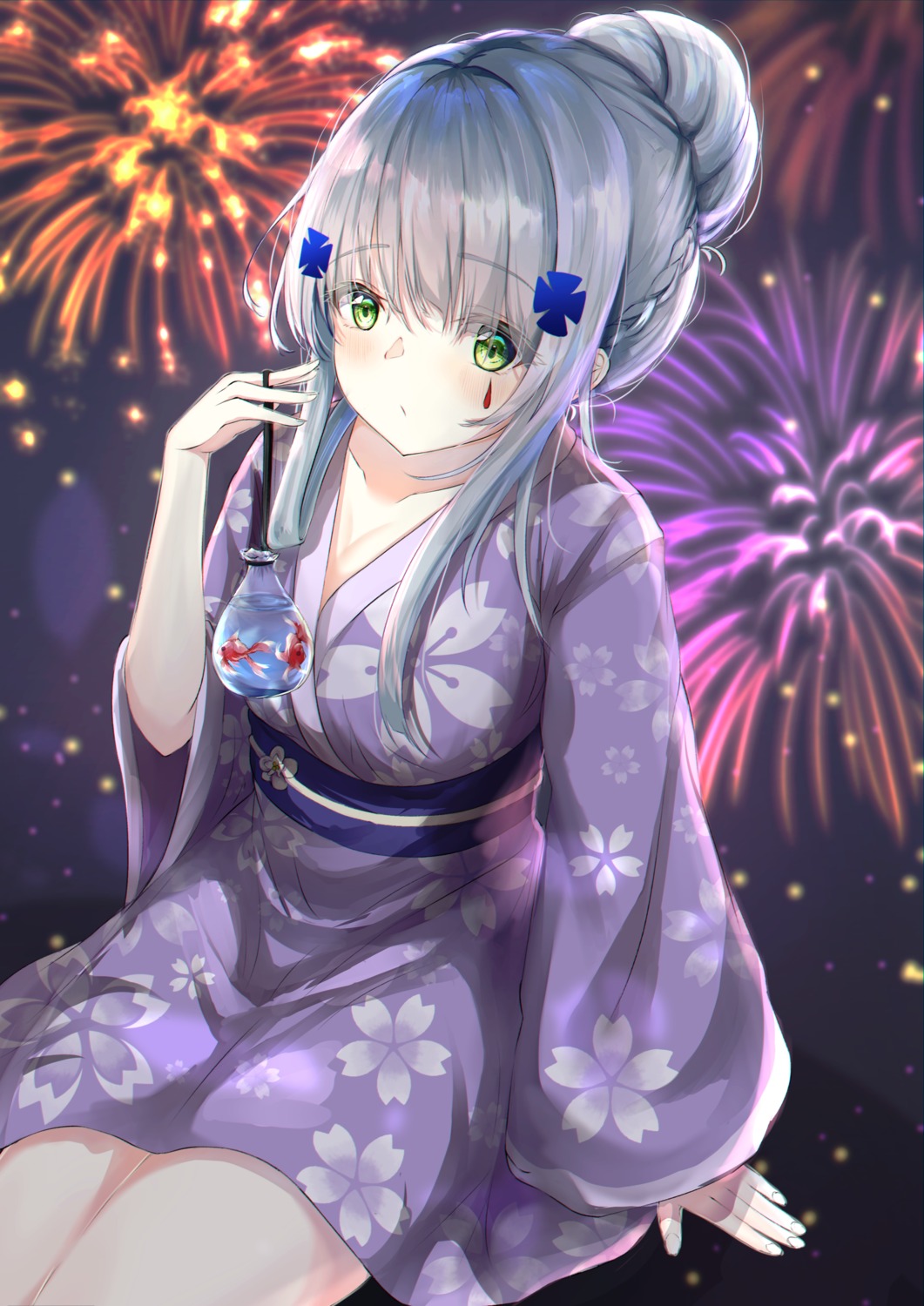 cleavage girls_frontline hk416_(girls_frontline) megumi_kei yukata