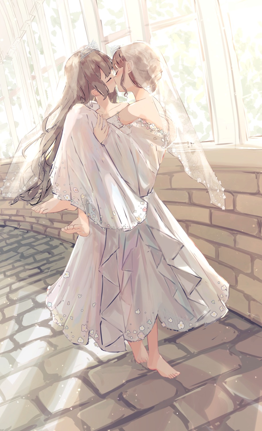 benevole dress feet see_through wedding_dress yuri