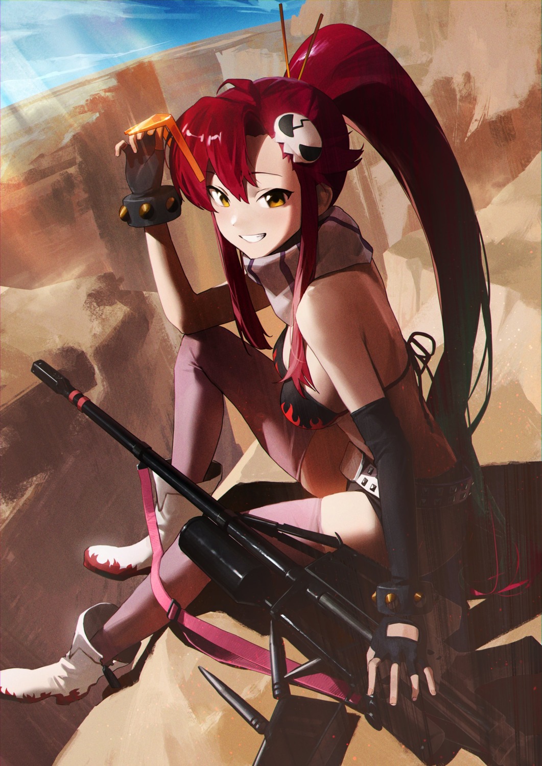 bikini_top gun heels logknn megane swimsuits tengen_toppa_gurren_lagann thighhighs yoko