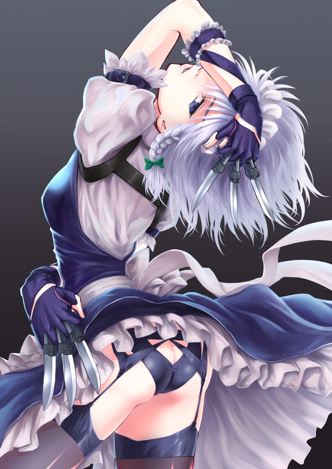 ass izayoi_sakuya maid pantsu stockings thighhighs touhou waiz weapon