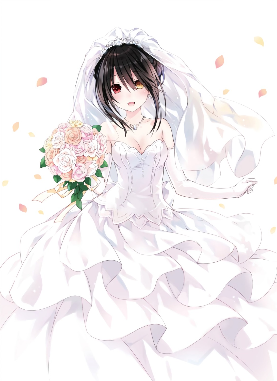 cleavage date_a_live dress heterochromia tokisaki_kurumi tsunako wedding_dress