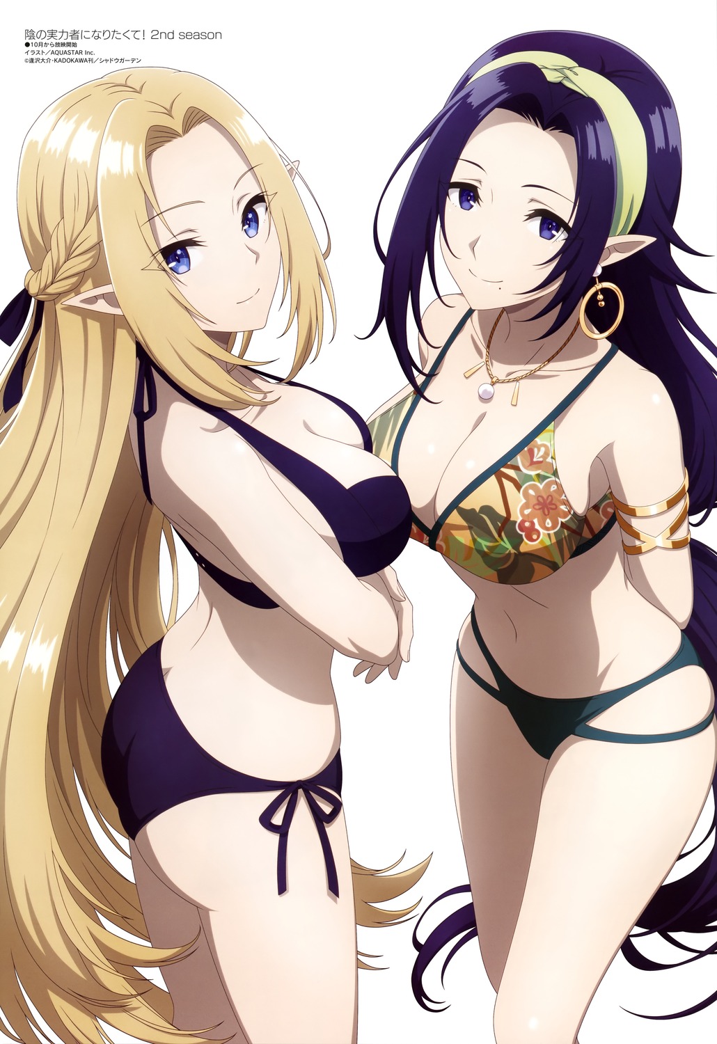 alpha_(kagejitsu) aquastar_inc. bikini elf gamma_(kagejitsu) kage_no_jitsuryokusha_ni_naritakute! pointy_ears swimsuits