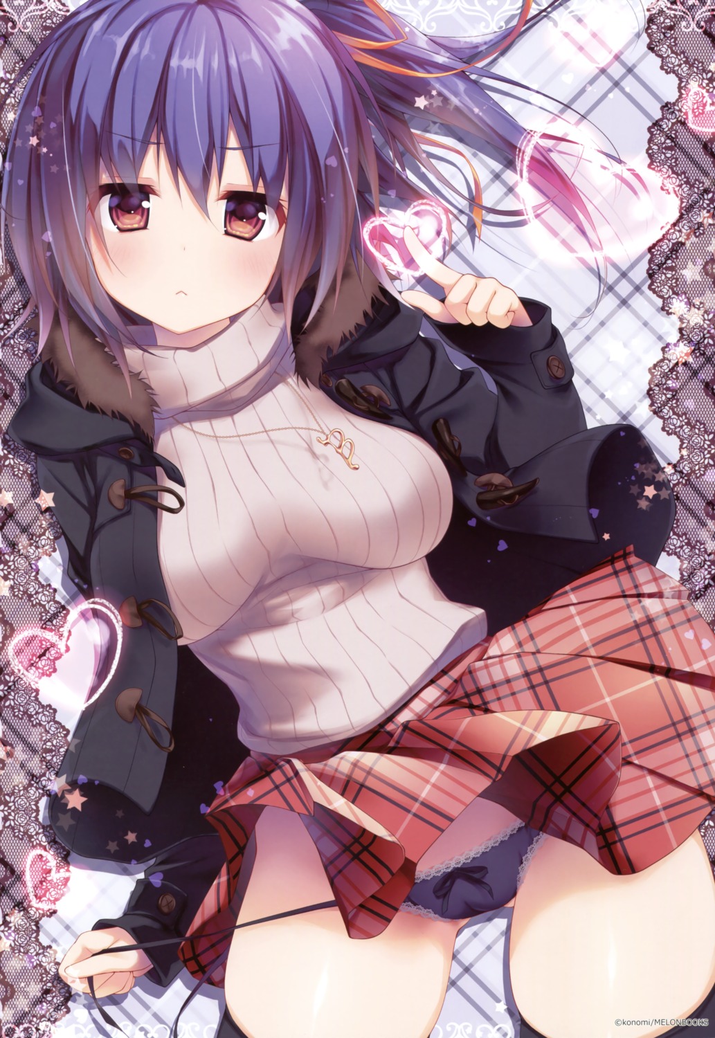 black_lemon-chan cameltoe konomi melonbooks pantsu panty_pull skirt_lift string_panties sweater thighhighs undressing