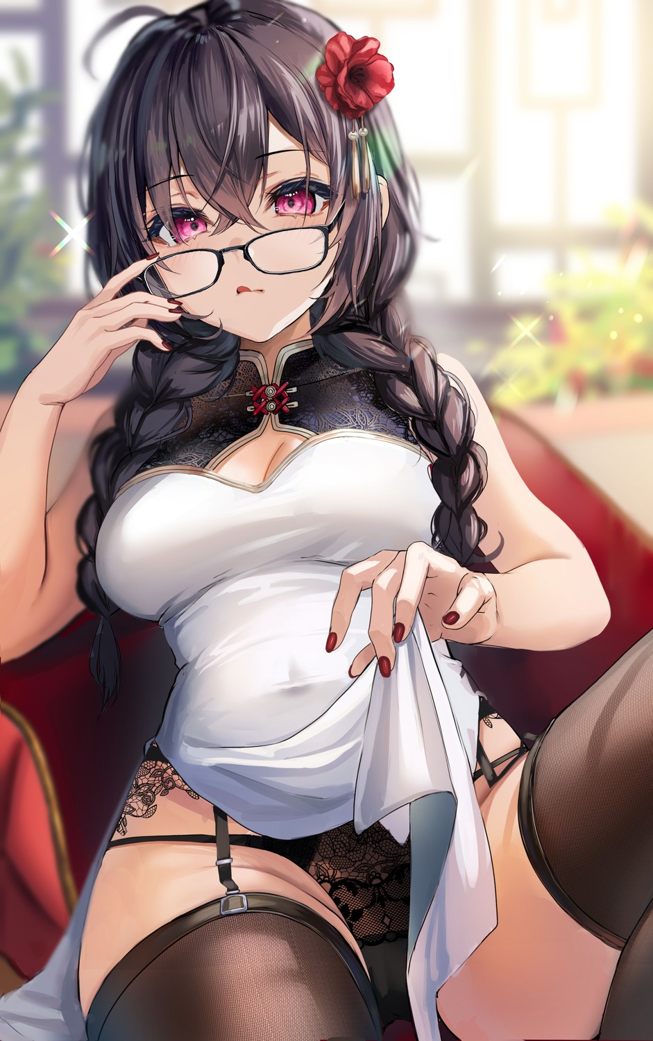 chinadress megane pantsu skirt_lift stockings thighhighs yufou