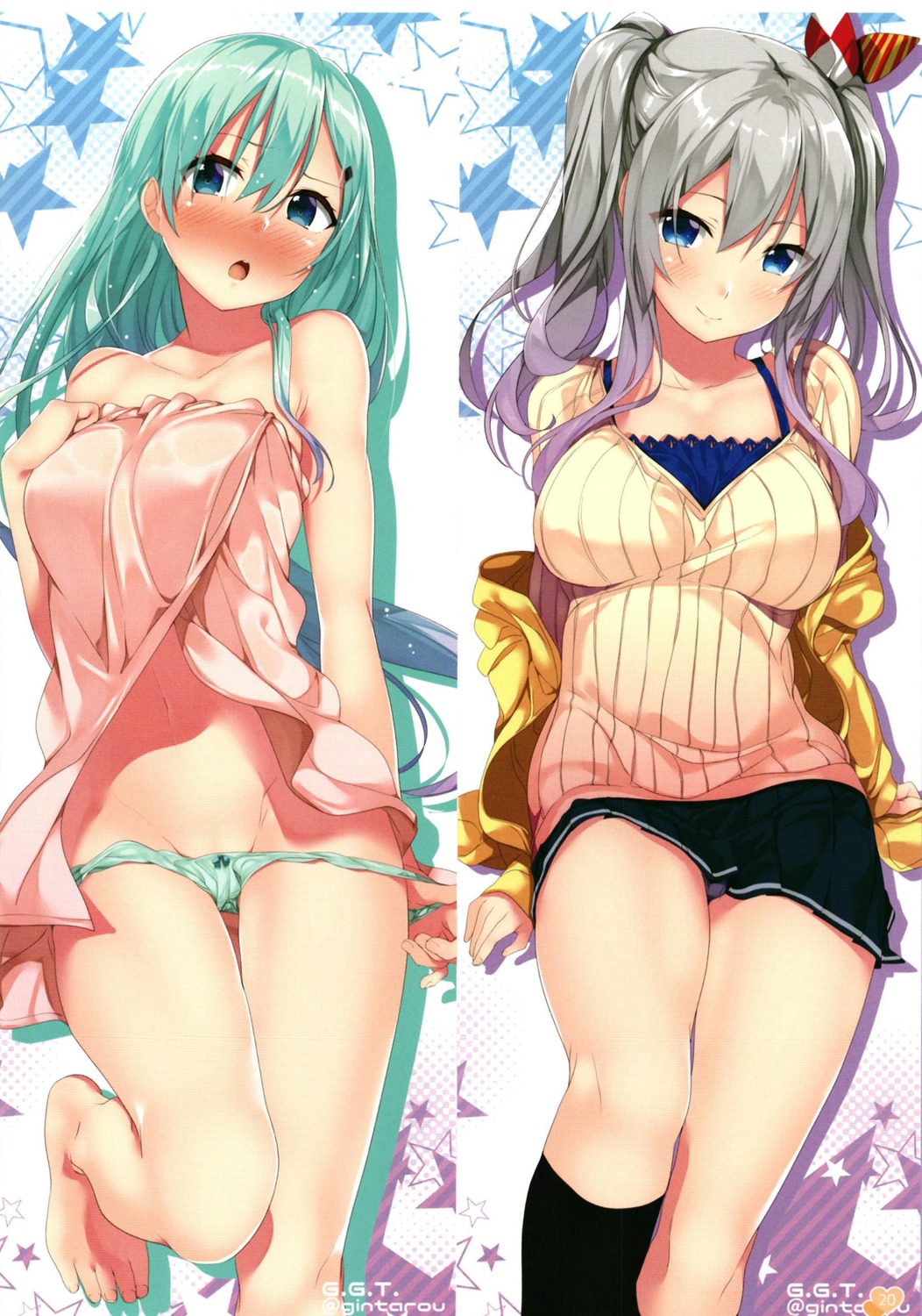 g.g.t. gintarou kantai_collection kashima_(kancolle) pantsu panty_pull suzuya_(kancolle) undressing