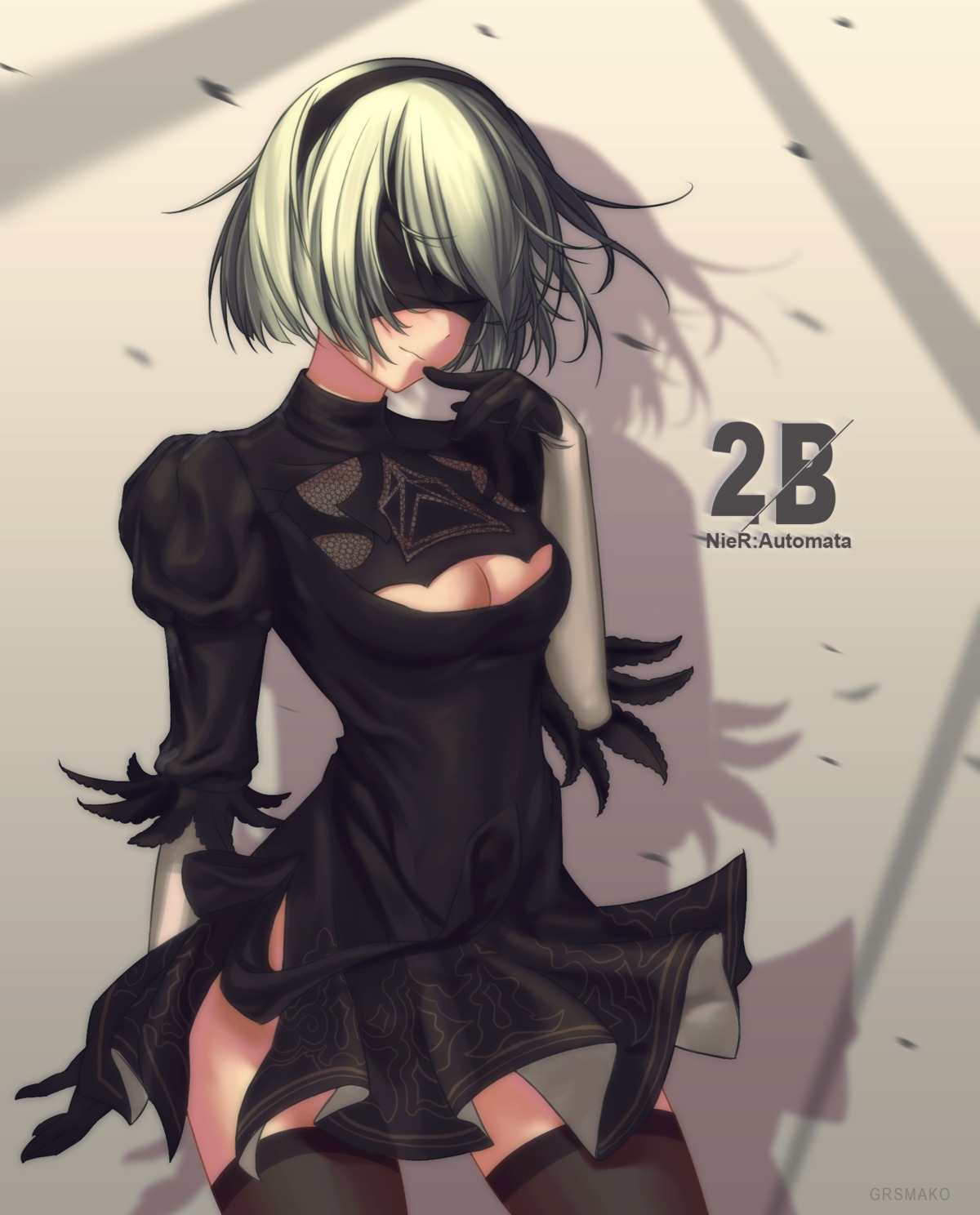 cleavage dress grsmako nier nier_automata thighhighs yorha_no.2_type_b