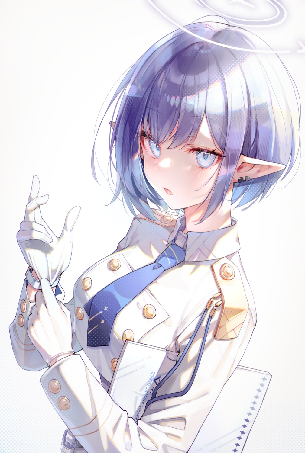 blue_archive halo misyune oki_aoi pointy_ears uniform