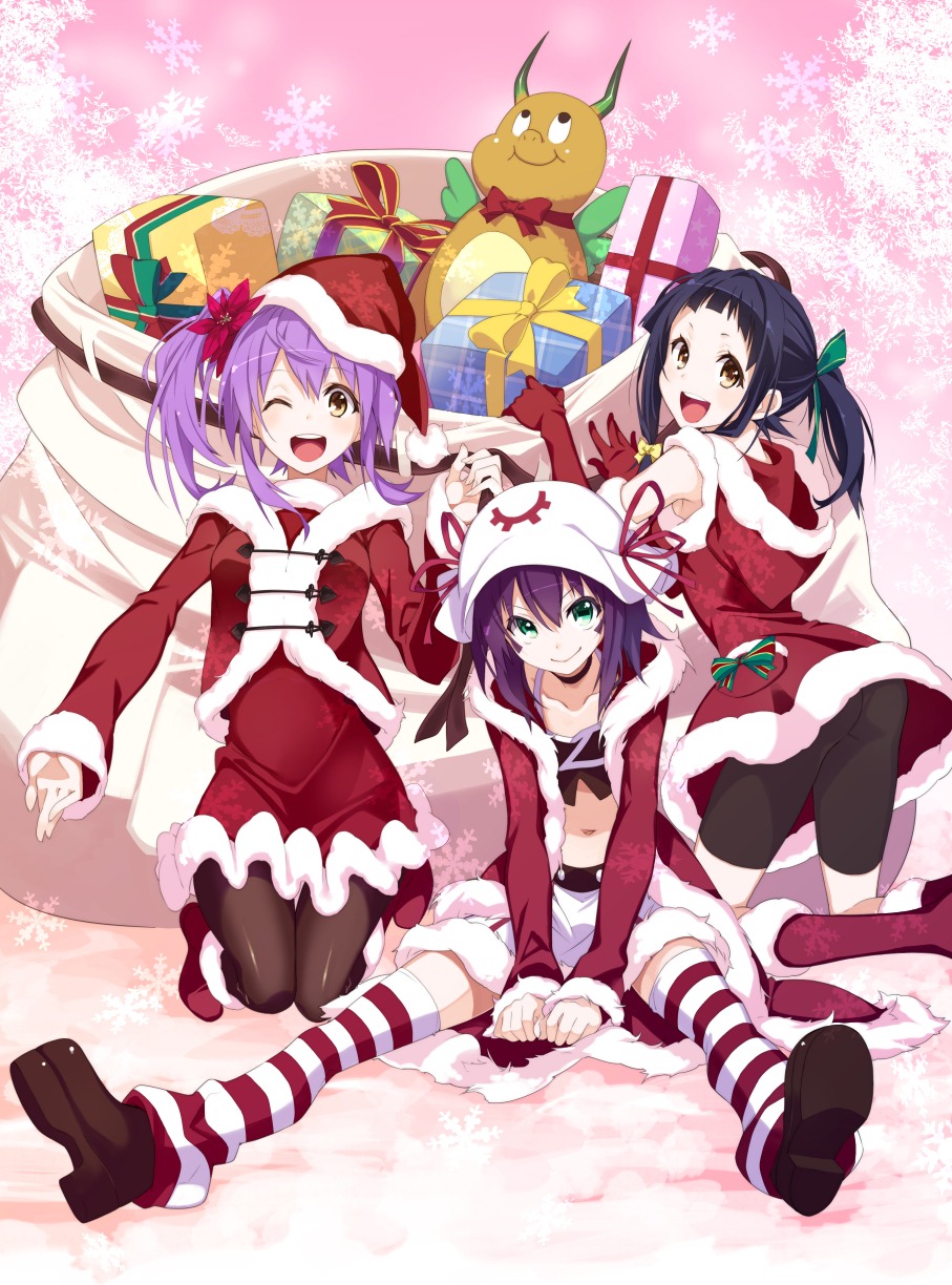 bike_shorts christmas kounagi_yui merry_nightmare pantyhose tachibana_isana thighhighs ushiki_yoshitaka yumekui_merry