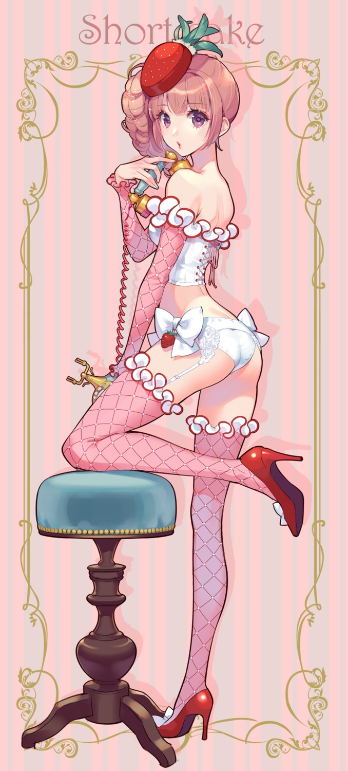 ass corset erimo fishnets garter_belt heels no_bra pantsu stockings thighhighs