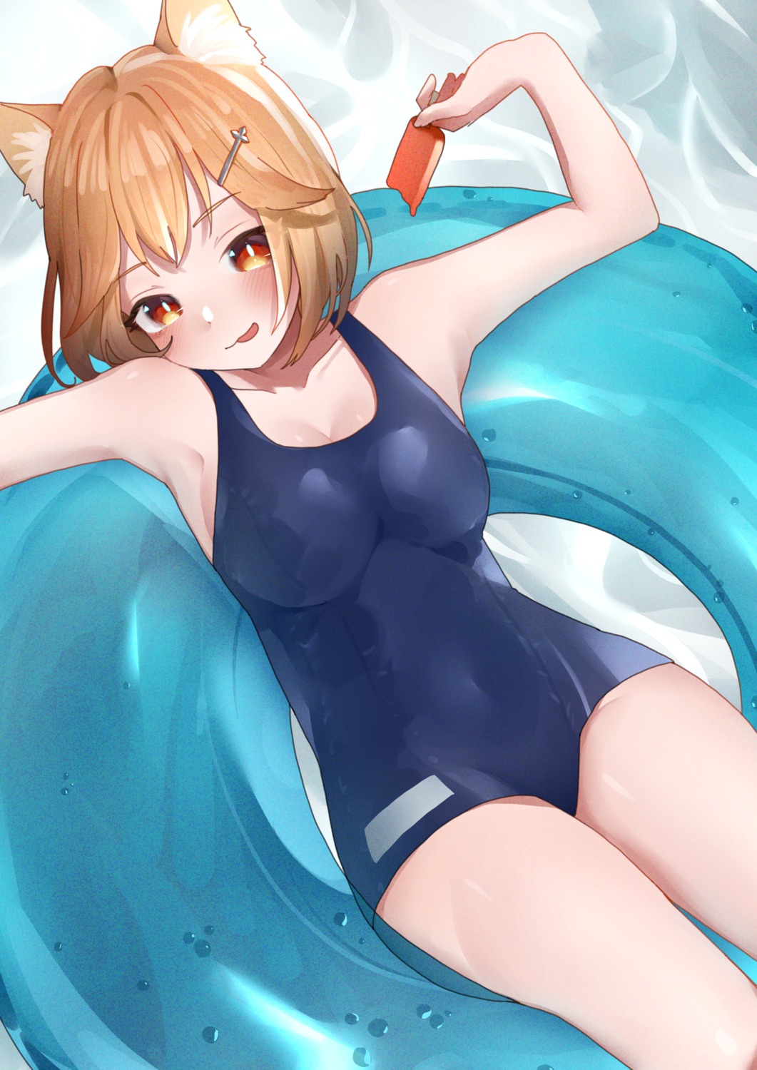 animal_ears ningen_mame school_swimsuit swimsuits