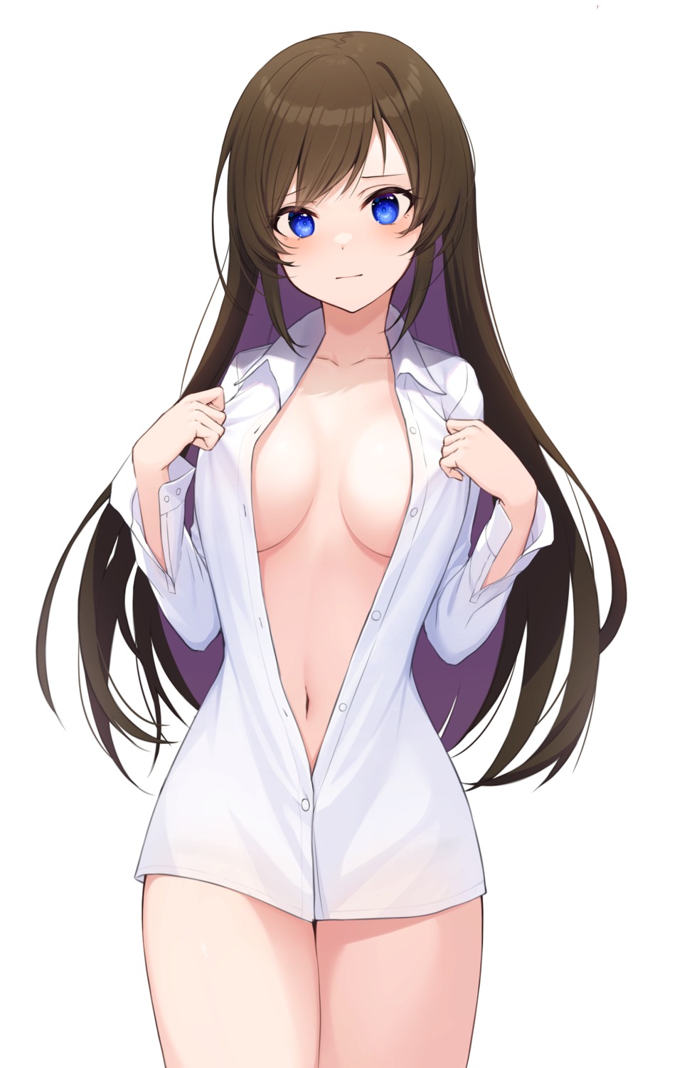 dress_shirt nishino_eri no_bra open_shirt