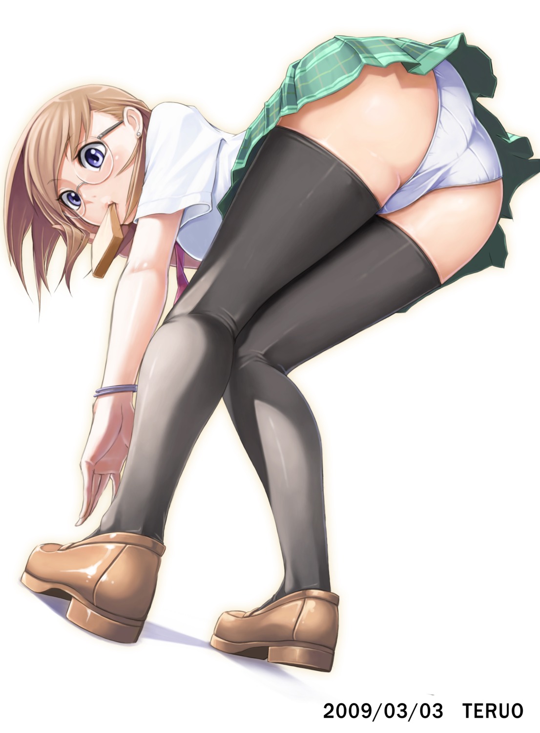 megane pantsu seifuku tel-o thighhighs