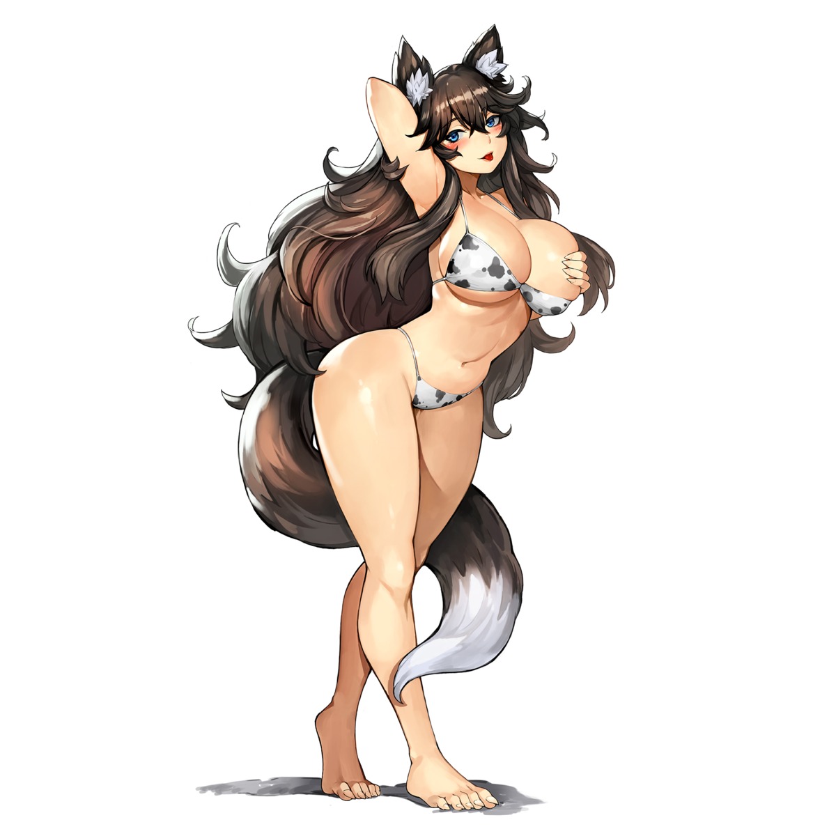 animal_ears bikini breast_hold breasts gurimjang swimsuits tail