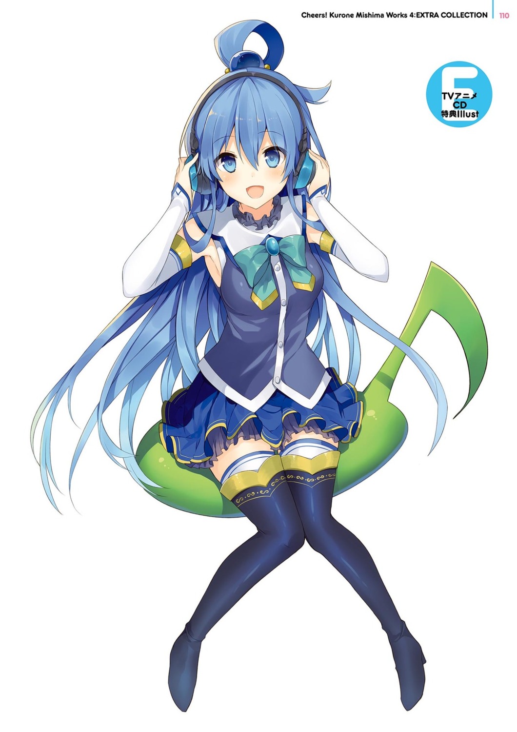 aqua_(konosuba) digital_version headphones heels kono_subarashii_sekai_ni_shukufuku_wo! mishima_kurone thighhighs