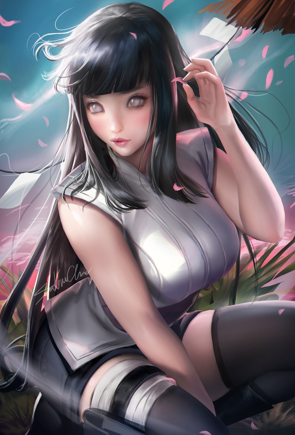 hyuuga_hinata naruto sakimichan thighhighs