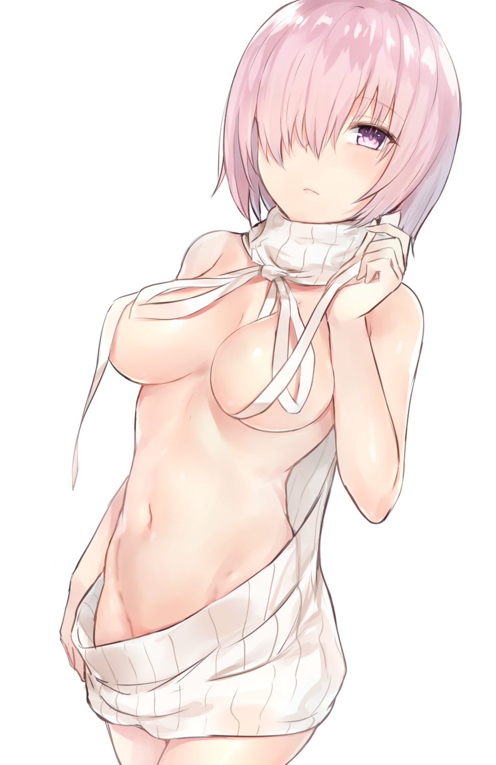 breasts fate/grand_order kyouki mash_kyrielight no_bra nopan sweater