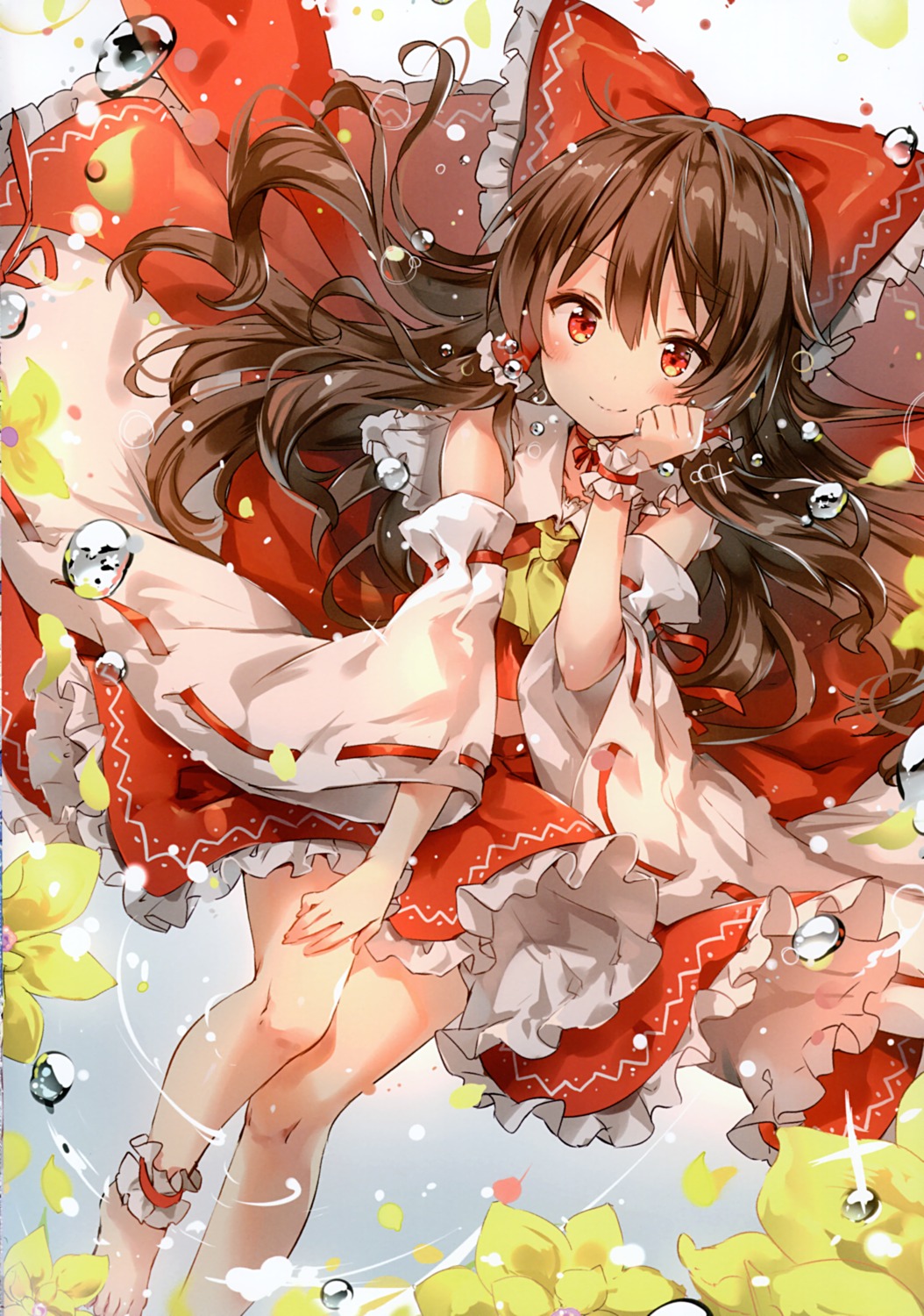 eterna hakurei_reimu riichu skirt_lift touhou wet