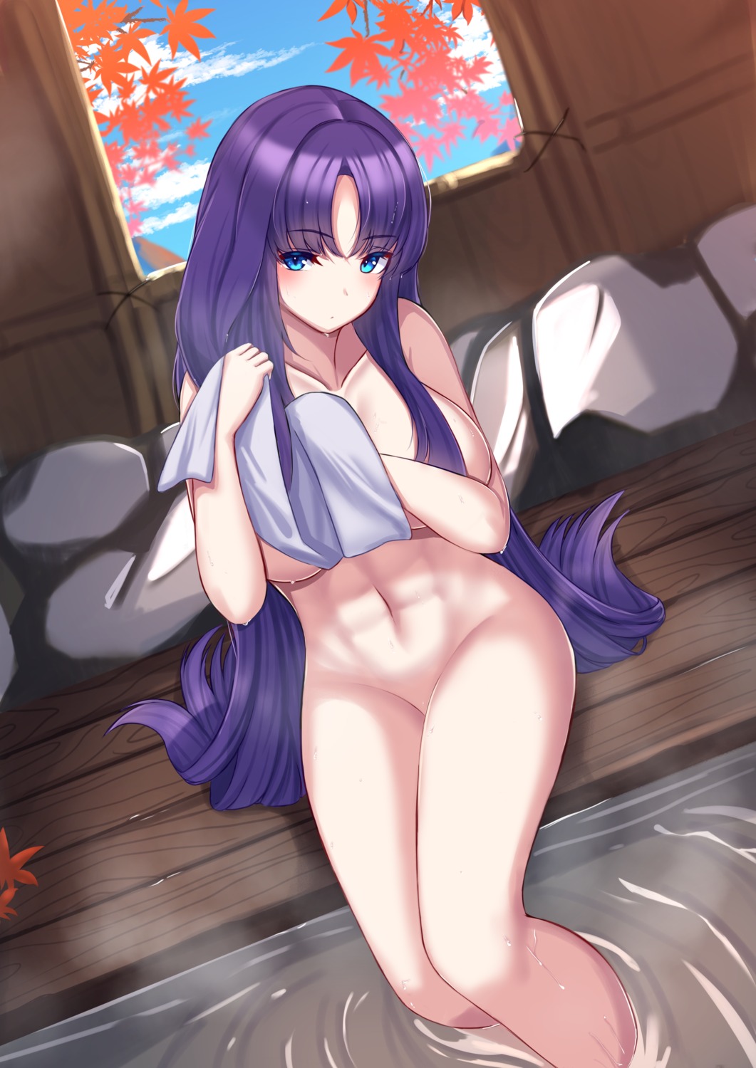 altina_(fire_emblem) breast_hold fire_emblem fire_emblem:_akatsuki_no_megami kanta naked onsen towel wet