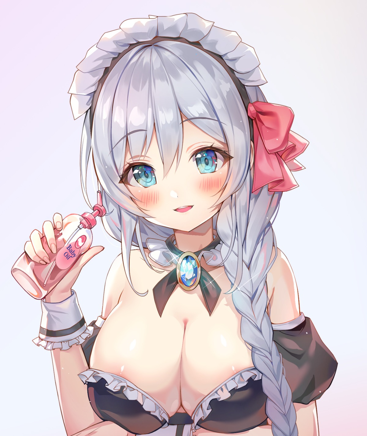 areola breast_hold luna_nyann maid no_bra