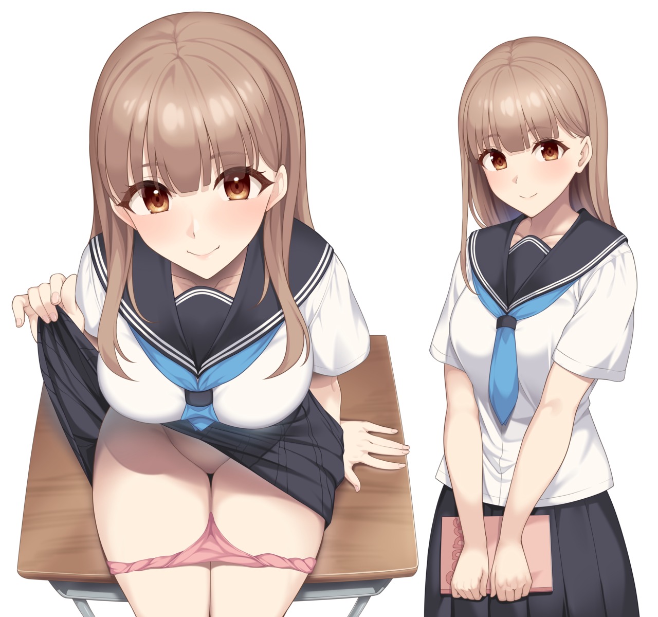 hiiragi_hajime pantsu panty_pull seifuku skirt_lift