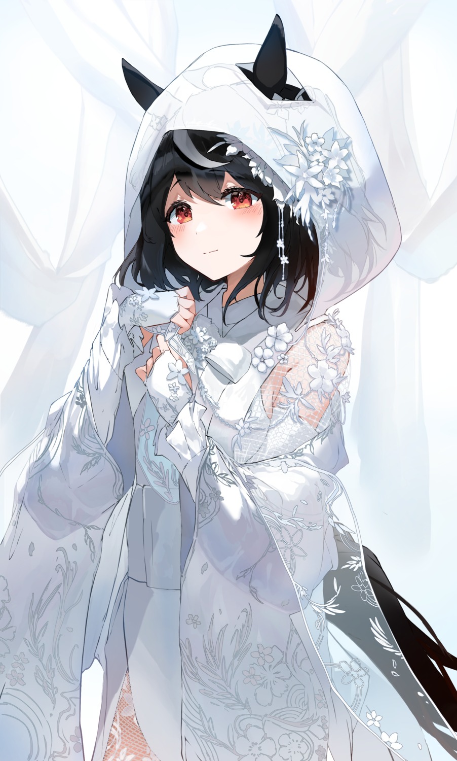 animal_ears dress japanese_clothes kabedoru kitasan_black_(umamusume) tail uma_musume_pretty_derby wedding_dress