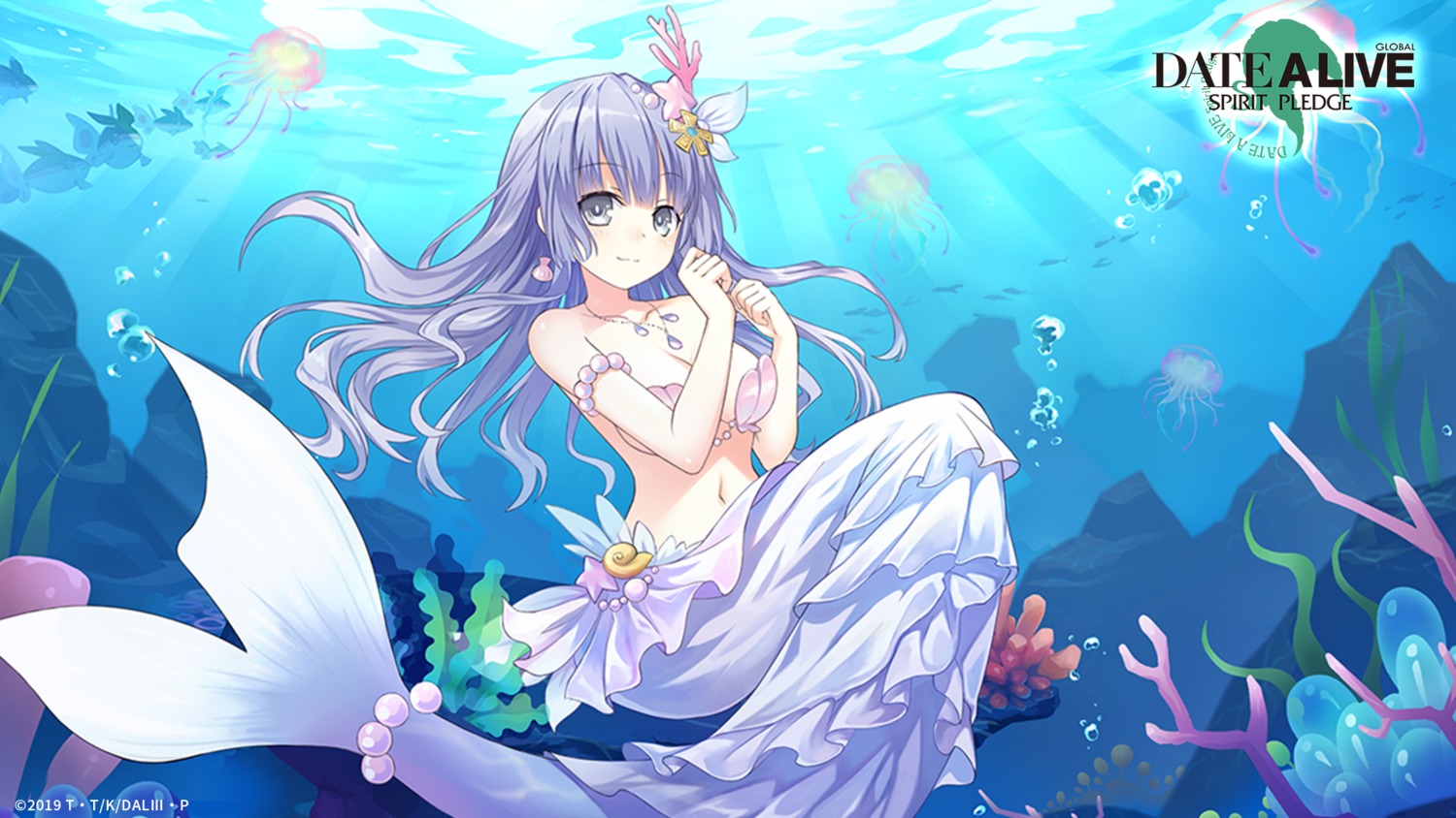 bra date_a_live izayoi_miku mermaid monster_girl tail wallpaper