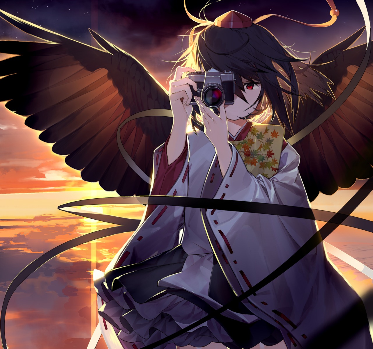 japanese_clothes kitada_mo shameimaru_aya touhou wings