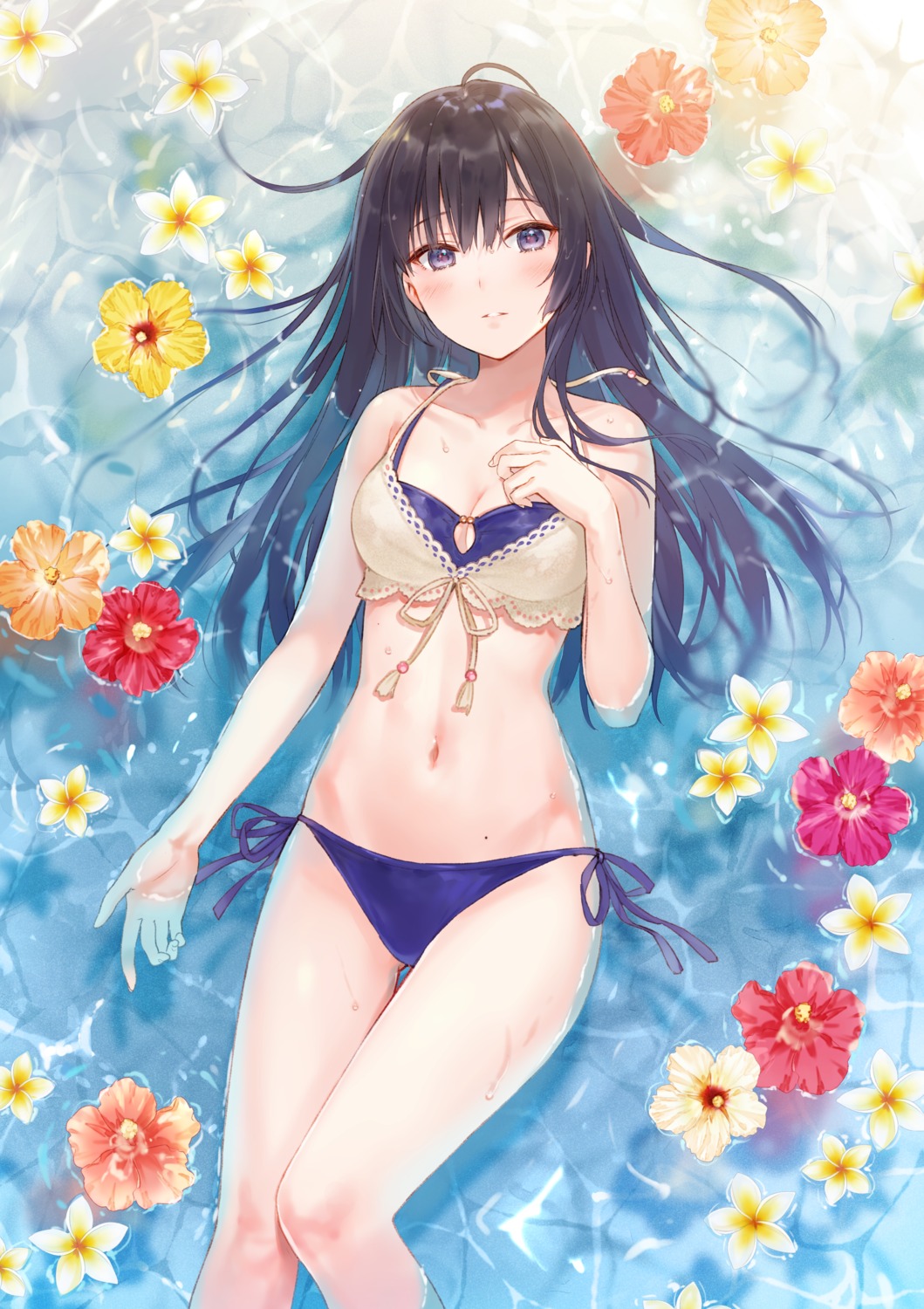 bikini breast_hold cleavage fukahire_sanba sorai_yuuka swimsuits wet