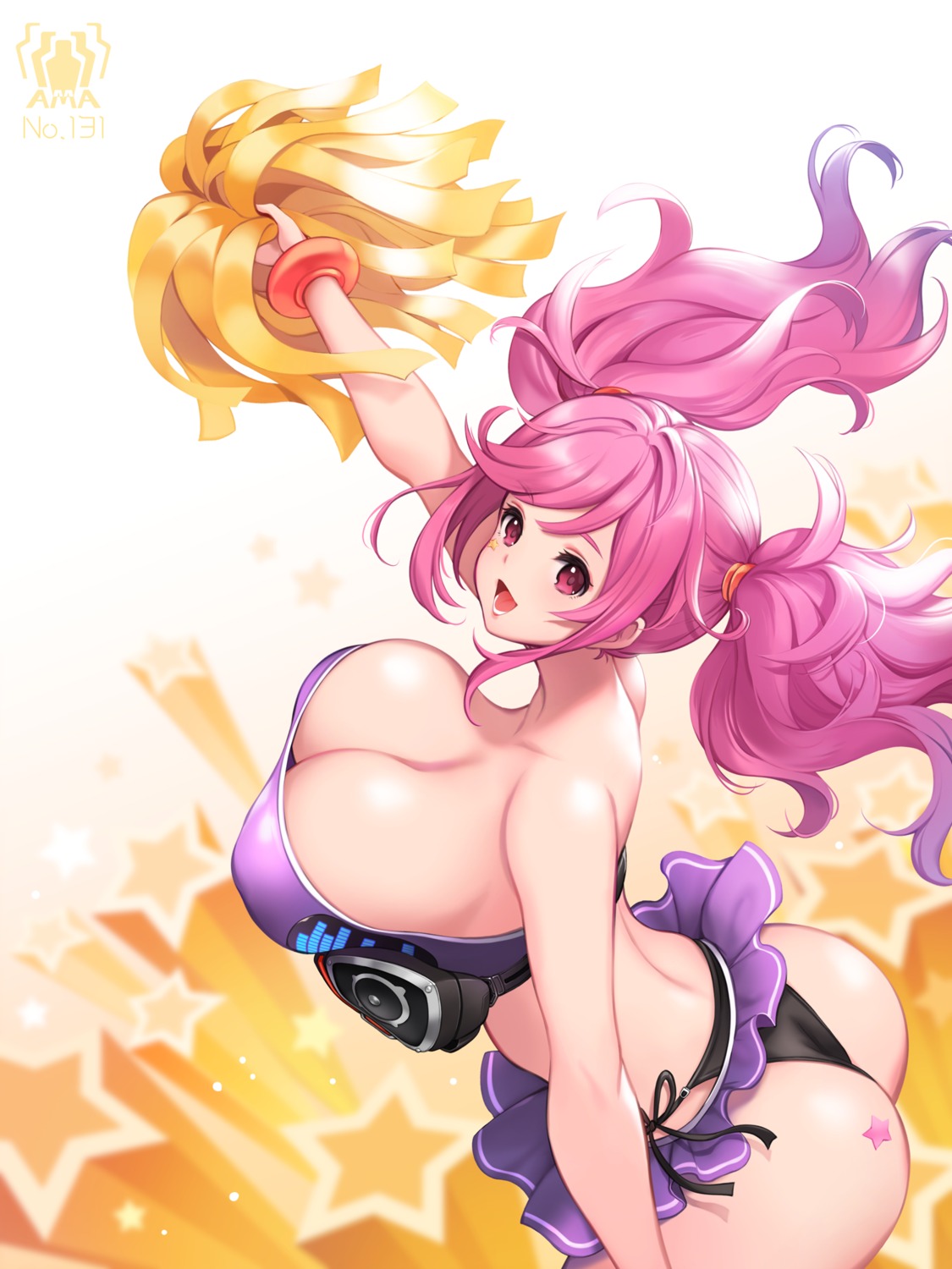 ass cheerleader last_origin no_bra pantsu skirt_lift string_panties thong toriseru_(thesuperhero)