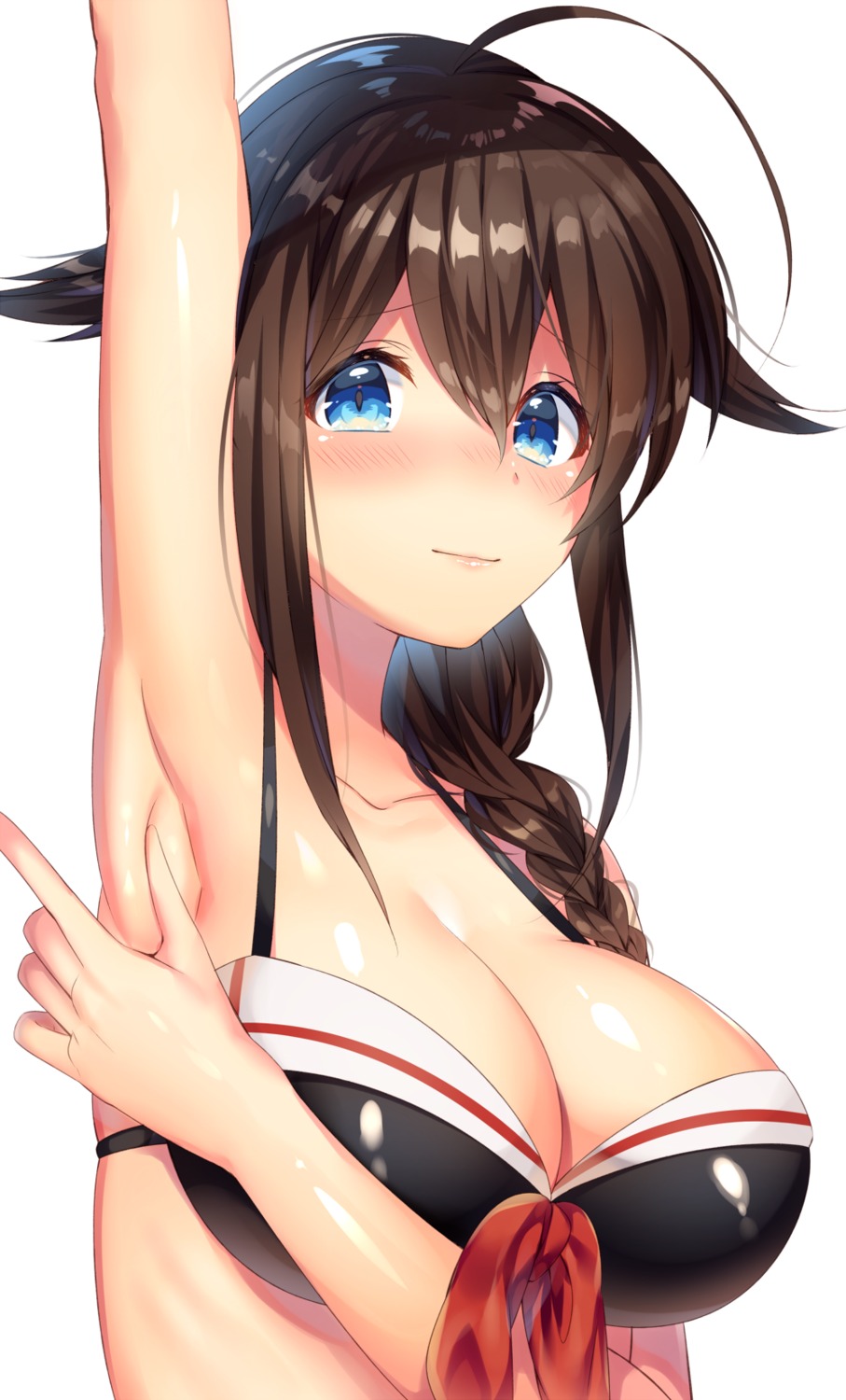 bikini_top breast_hold cleavage kantai_collection ntk_7t5 shigure_(kancolle) swimsuits