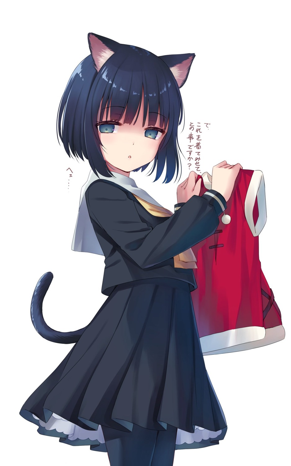 animal_ears christmas na-ga nekomimi seifuku tail