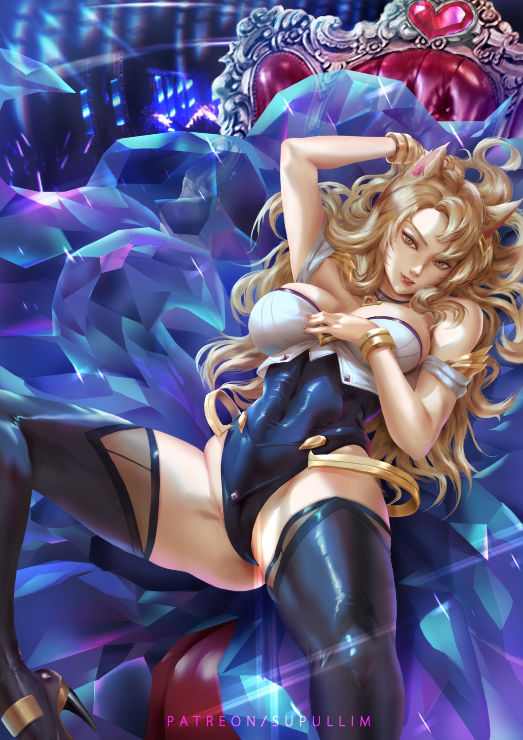 animal_ears heels kitsune league_of_legends leotard no_bra supullim tail thighhighs