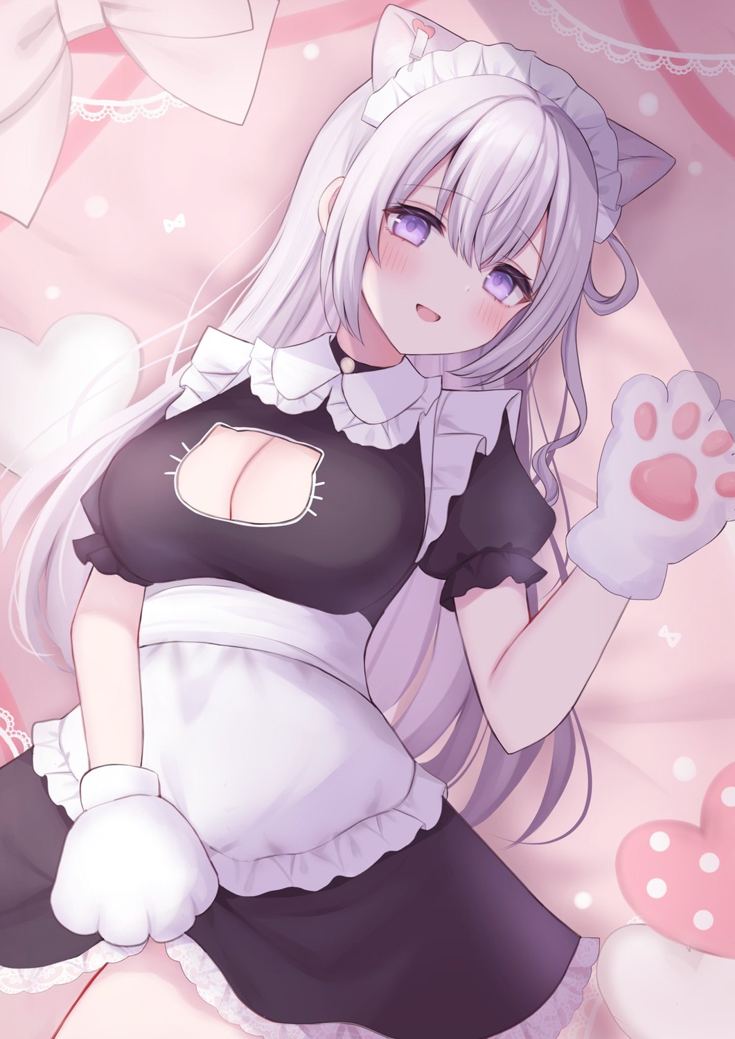 animal_ears cleavage komari_mhy maid mare_ch. nekomimi nightmare_(mare_ch.)