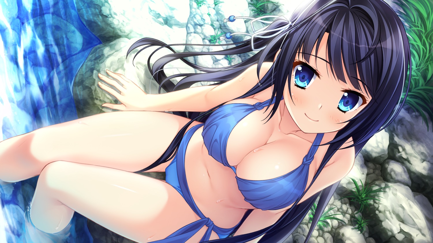 bikini cleavage game_cg manaduru_misaki moonstone natsu_no_iro_no_nostalgia swimsuits wet yamakaze_ran