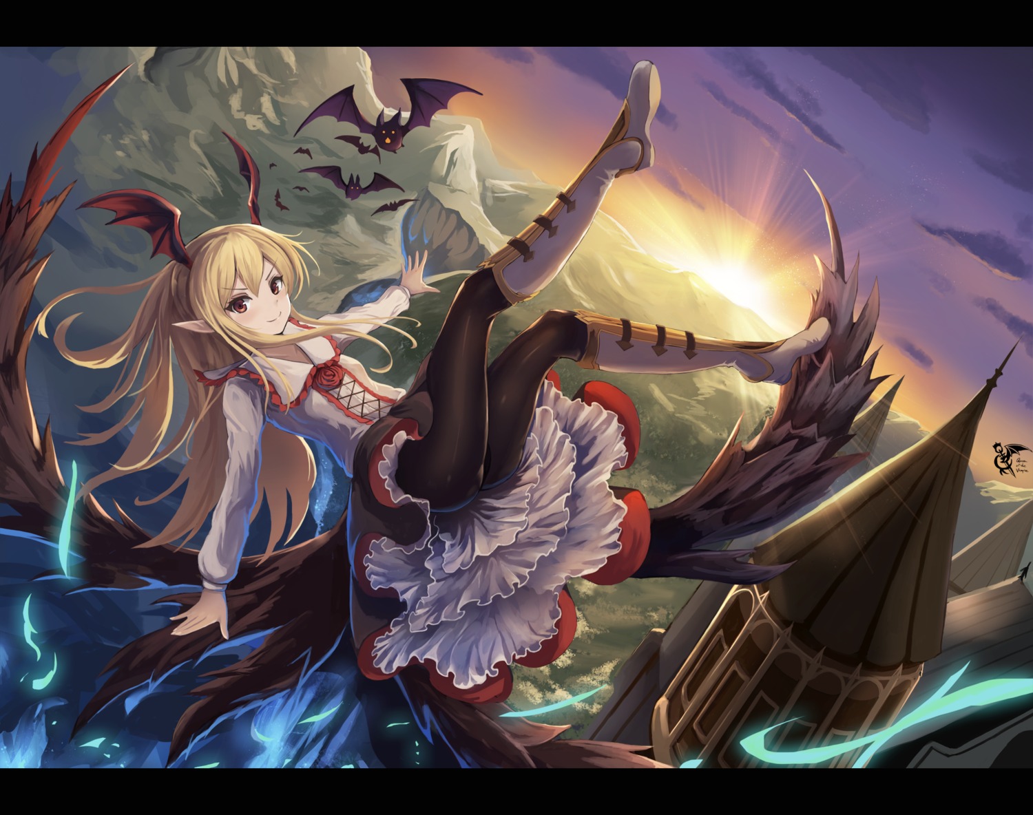 eruthika granblue_fantasy pantyhose pointy_ears vampy_(shingeki_no_bahamut) wings