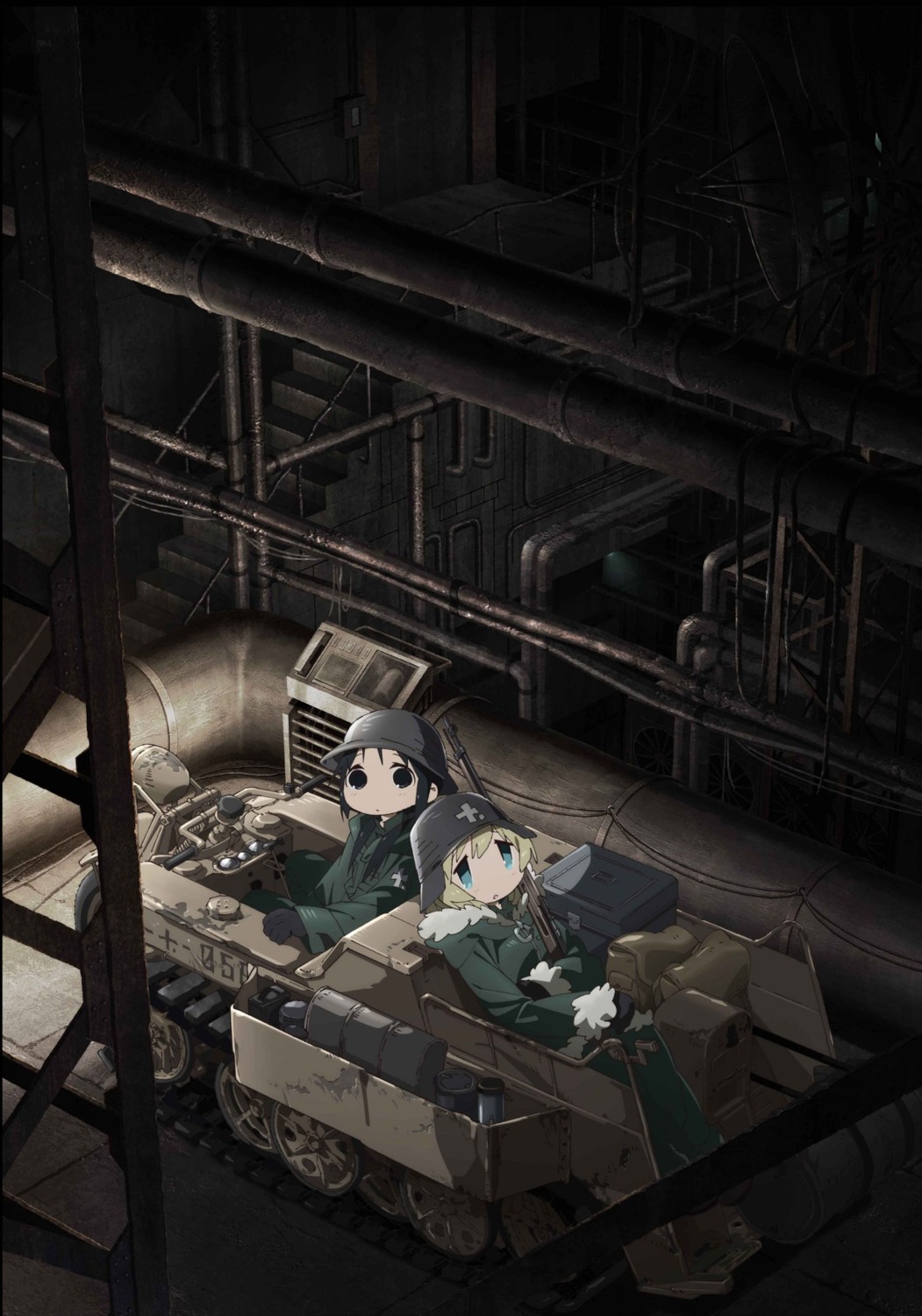 chito_(shoujo_shuumatsu_ryokou) gun jpeg_artifacts shoujo_shuumatsu_ryokou toda_mai yuri_(shoujo_shuumatsu_ryokou)