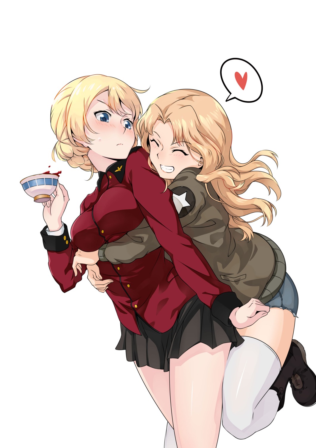 darjeeling girls_und_panzer kay_(girls_und_panzer) thighhighs uniform yuri